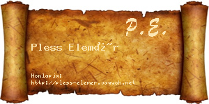Pless Elemér névjegykártya